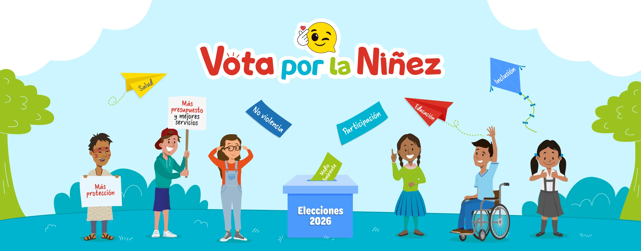 Banner de la campaña «Vota por la Niñez» de la Agenda Nacional de la Niñez y Adolescencia 2026-2031